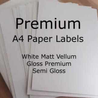 Premium White Paper Labels. White Matt Vellum Gloss Premium Semi Gloss
