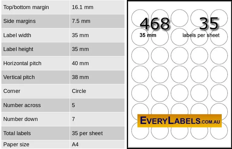 468 circles round labels 35mm table 1