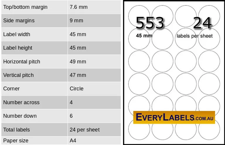 553 circles labels 45mm table 1