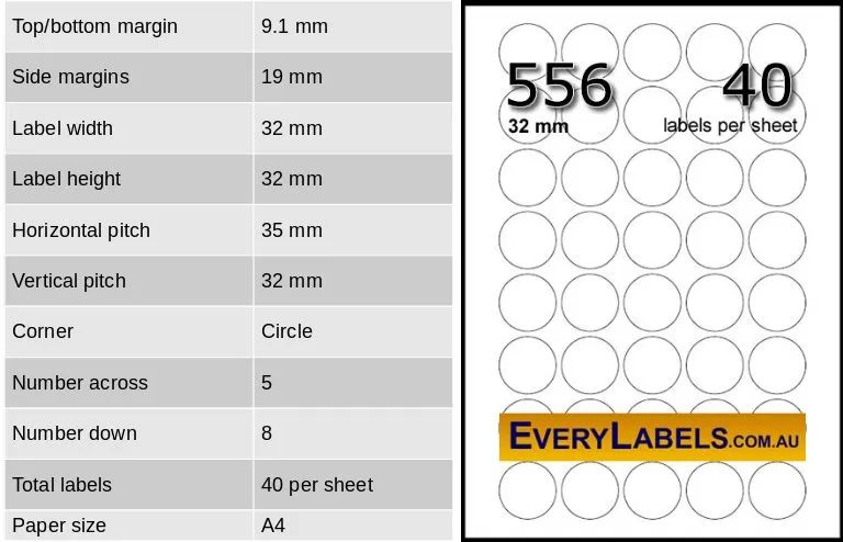 556 circles round labels 32mm table 1