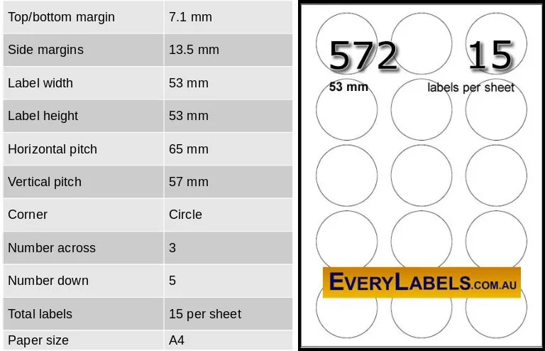 572 circles round labels 53mm table 1