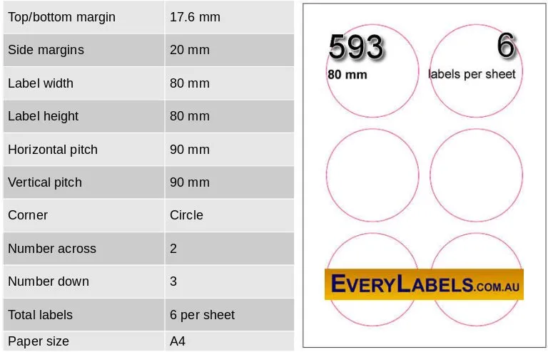 593 circle round labels 80mm table 1