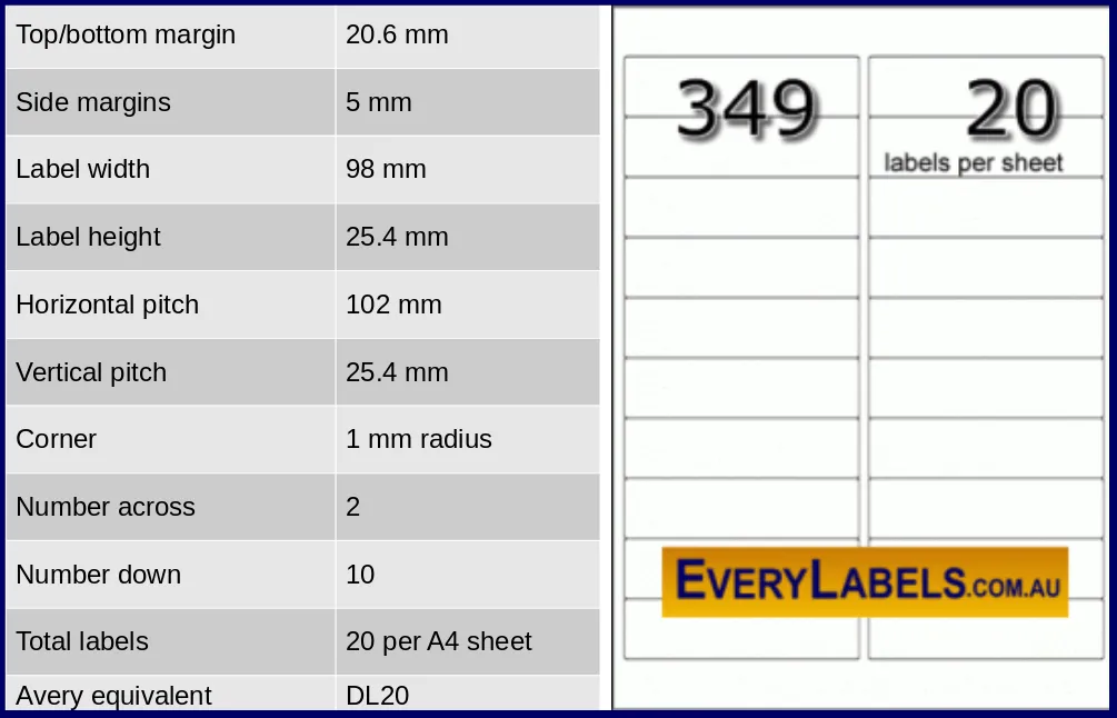 349 rectangle self adhesive blank labels