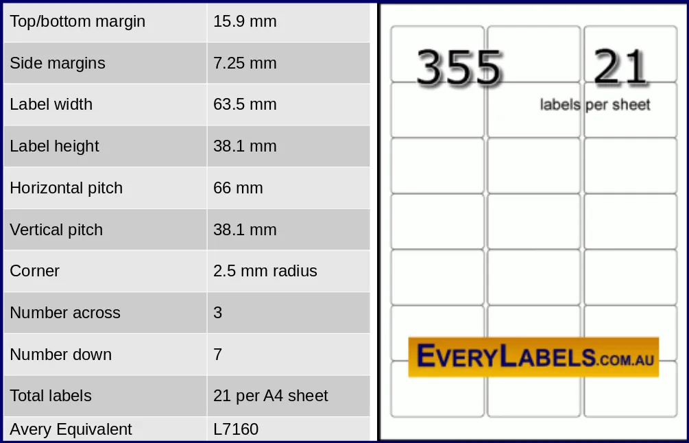 355 rectangle self adhesive blank labels 63.5 x 38.1 0 table