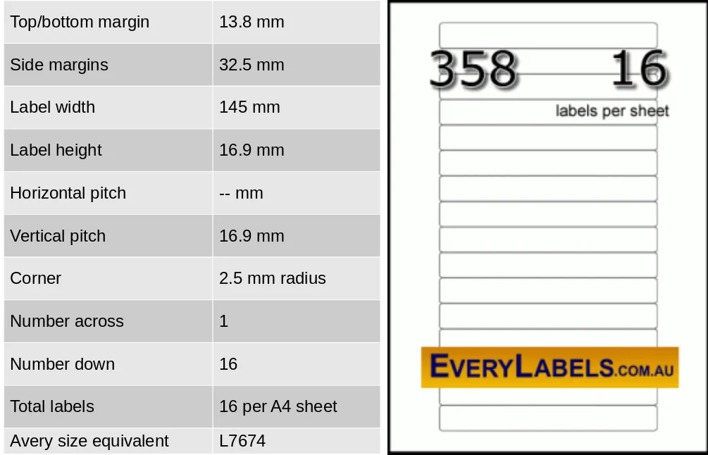 358 media video spine 145 x 16.9 self adhesive blank labels avery l7674 table