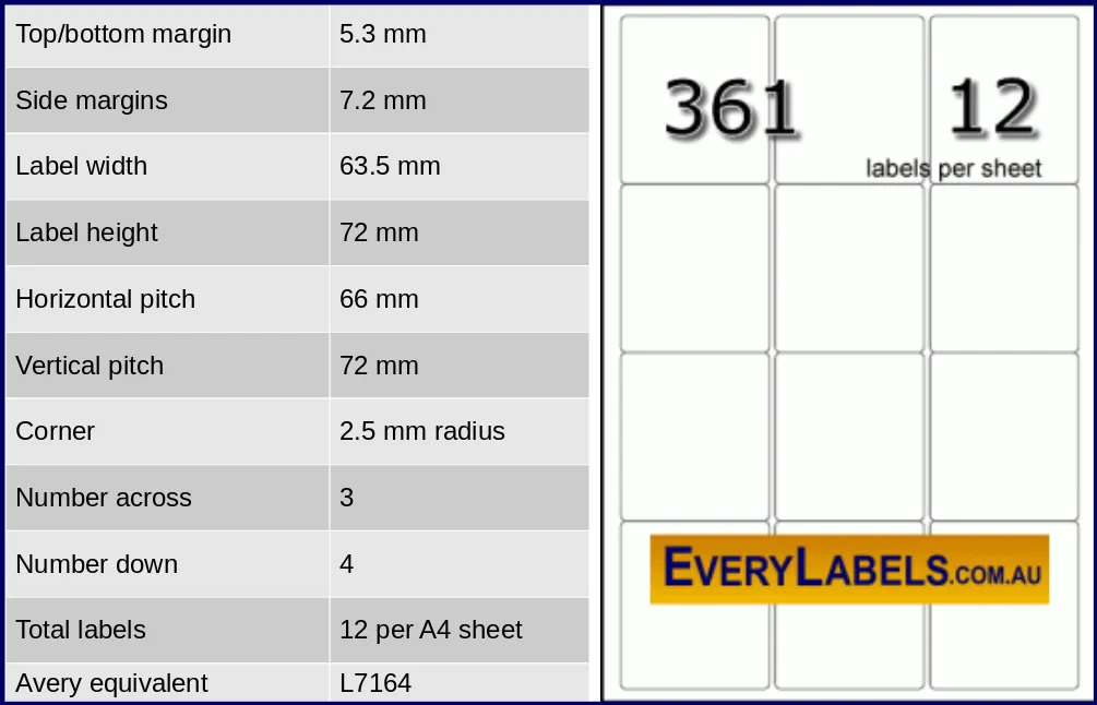 361 rectangle self adhesive blank labels