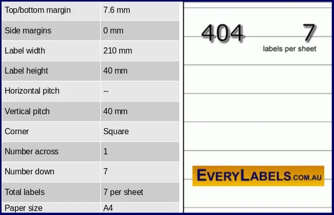 404 rectangle self adhesive blank labels 210 x 40 table result
