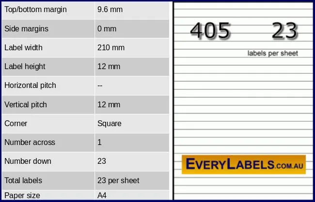 405 rectangle self adhesive blank labels 210 x 12 table result
