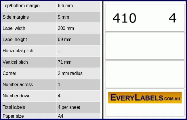 410 rectangle self adhesive blank labels 200 x 69 0 table result