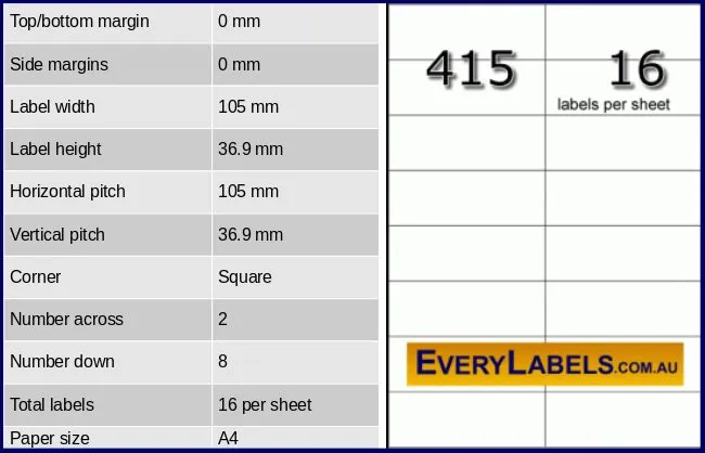 415 rectangle self adhesive blank labels 105 x 36.9 table result