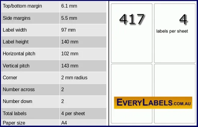 417 rectangle self adhesive blank labels