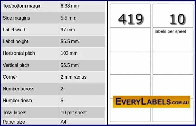419 rectangle self adhesive blank labels