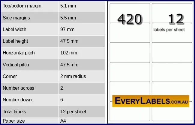 420 rectangle self adhesive blank labels