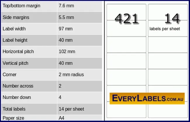 421 rectangle self adhesive blank labels