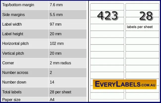423 rectangle self adhesive blank labels