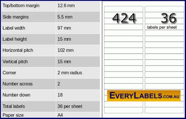 424 rectangle self adhesive blank labels