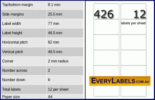 426 rectangle self adhesive blank labels