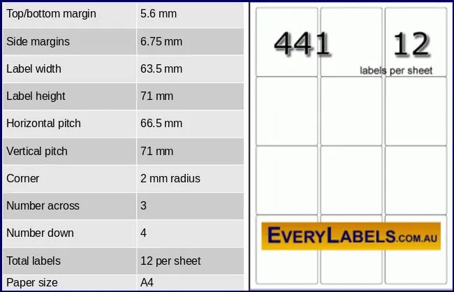 441 rectangle self adhesive blank labels