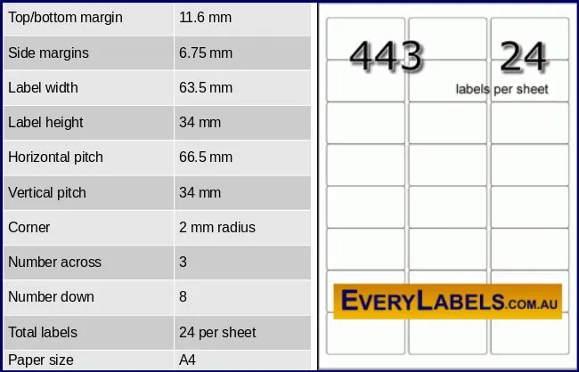 443 rectangle self adhesive blank labels