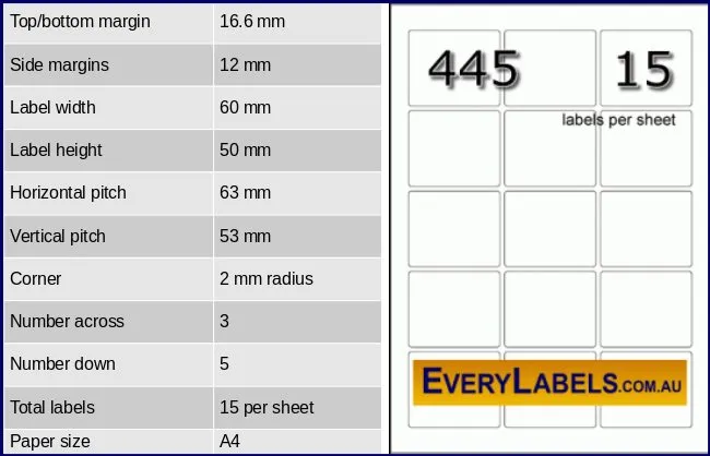 445 rectangle self adhesive blank labels
