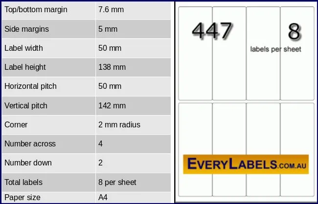 447 rectangle self adhesive blank labels