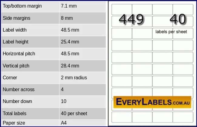 449 rectangle self adhesive blank labels