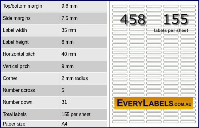 458 rectangle self adhesive blank labels