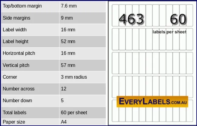 463 rectangle self adhesive blank labels