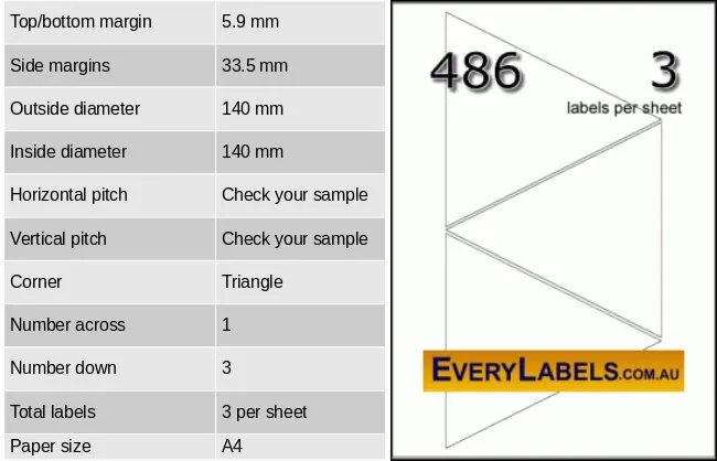 486 triangle self adhesive blank labels