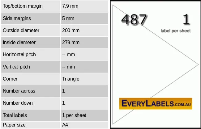 487 triangle self adhesive blank labels