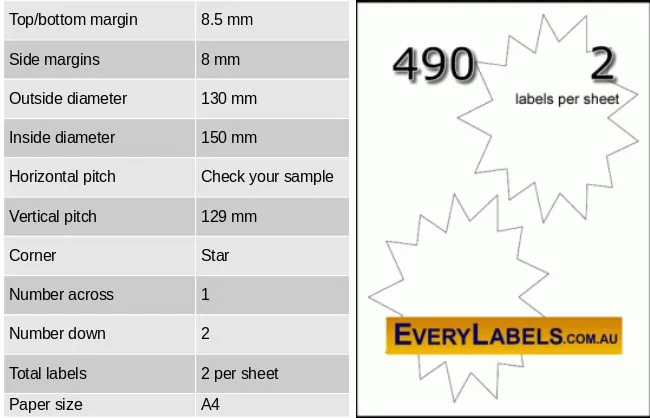 490 star self adhesive blank labels 130 x 150 0 table