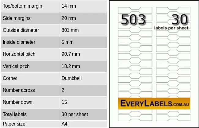 503 dumbbell self adhesive blank labels 80 x 15 0 table
