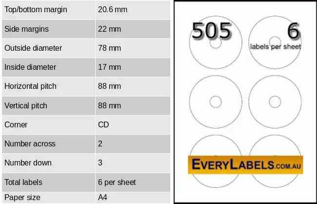 505 media cd dvd self adhesive blank labels 6 0 table result