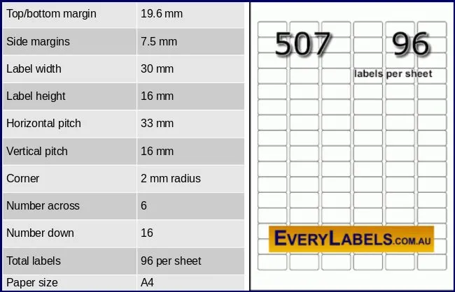 507 rectangle self adhesive blank labels