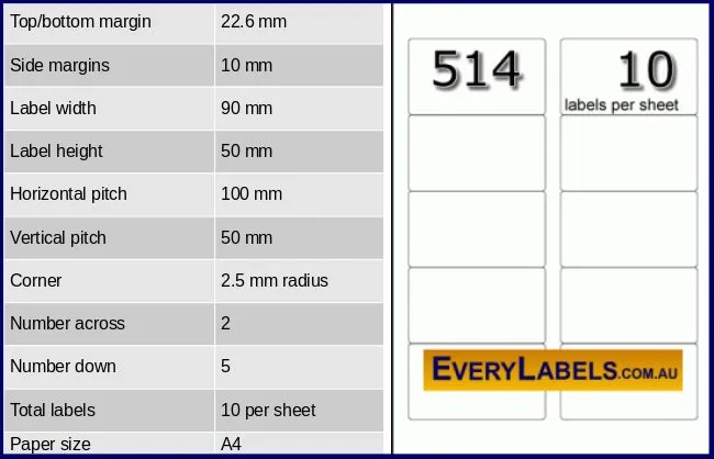 514 rectangle self adhesive blank labels