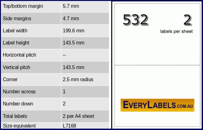 532 rectangle self adhesive blank labels 199.6 x 143.5 avery 7168 0 table result