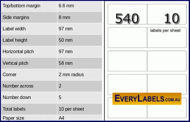 540 rectangle self adhesive blank labels