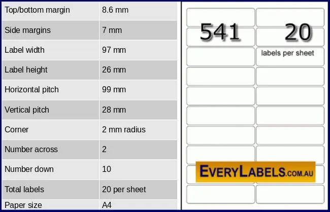 541 rectangle self adhesive blank labels