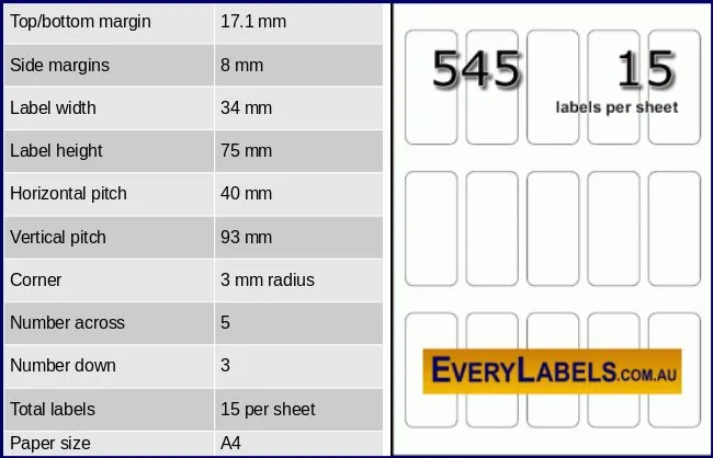 545 rectangle self adhesive blank labels