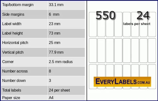 550 rectangle self adhesive blank labels