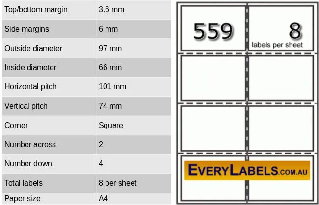 559 rectangle self adhesive blank labels perforated