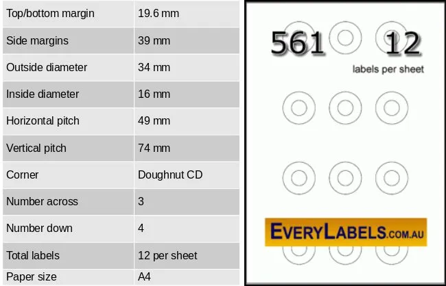 561 cd dvd self adhesive blank labels 34mm table result
