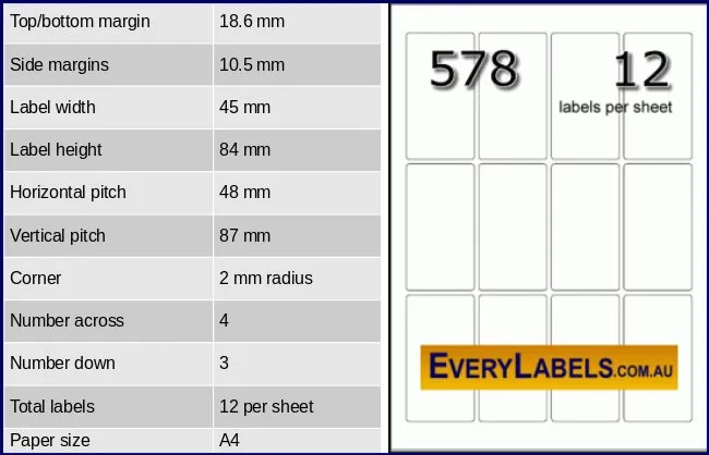 578 rectangle self adhesive blank labels