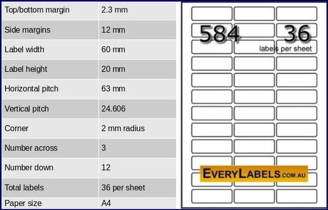 584 rectangle self adhesive blank labels