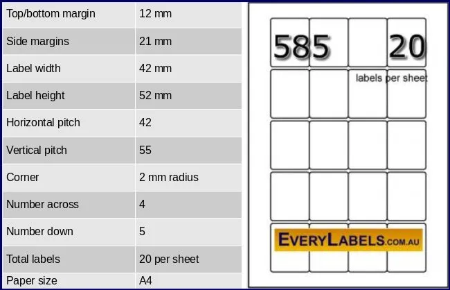 585 rectangle self adhesive blank labels