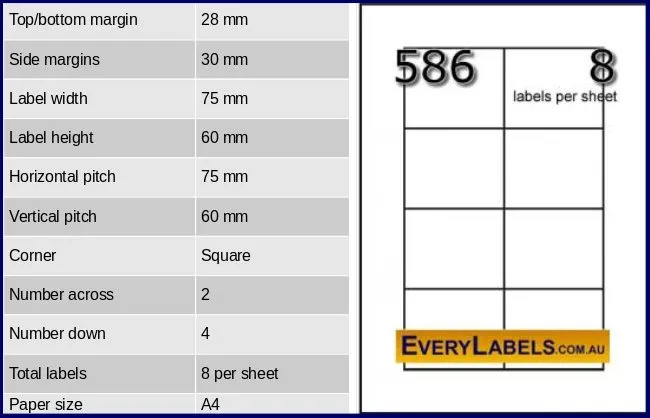 586 rectangle self adhesive blank labels