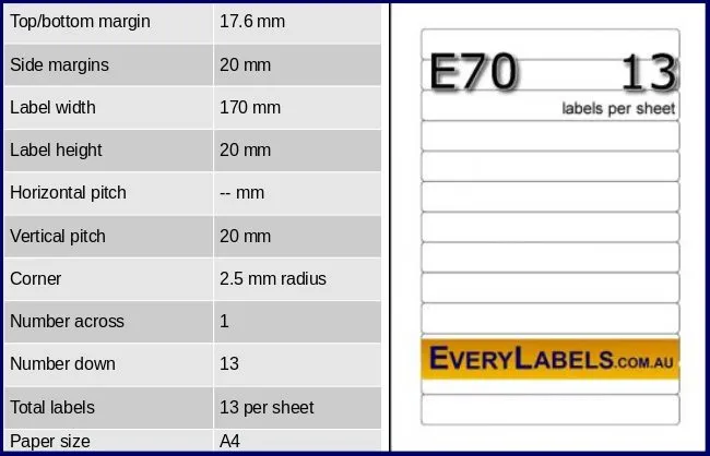e70 rectangle self adhesive blank labels
