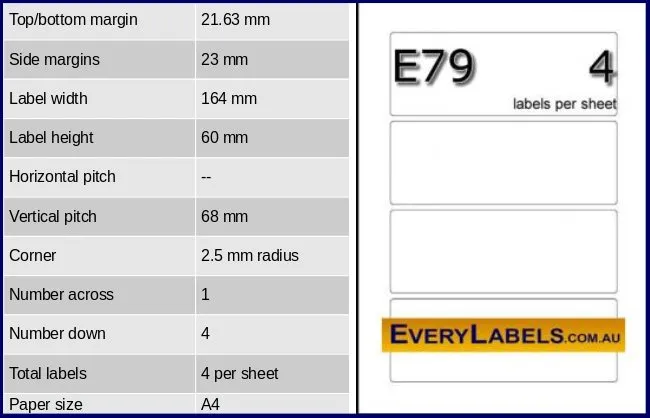 e79 rectangle self adhesive blank labels