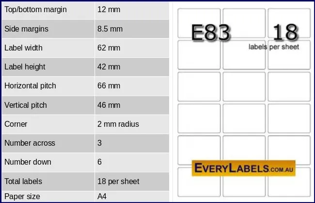 e83 rectangle self adhesive blank labels