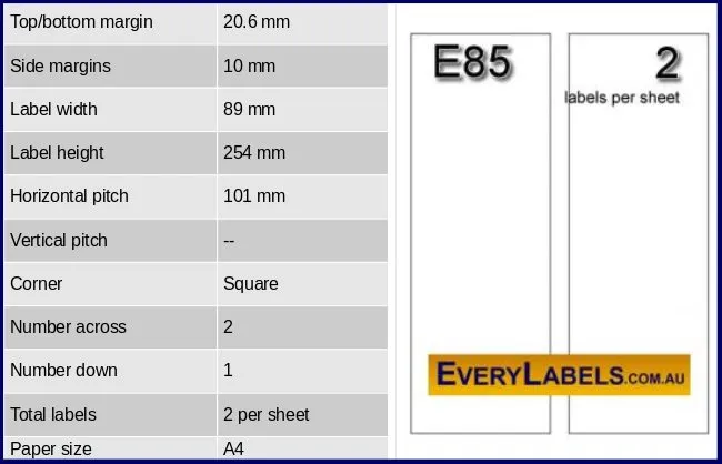 e85 rectangles self adhesive blank labels